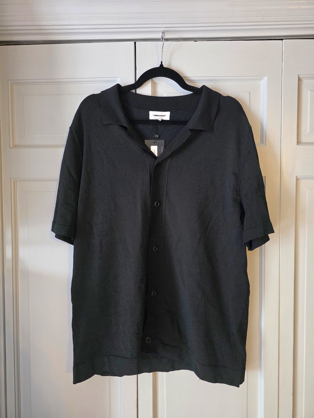 Common Market Black Button-Up Knit Polo Shirt XL NWT Casual Menswear